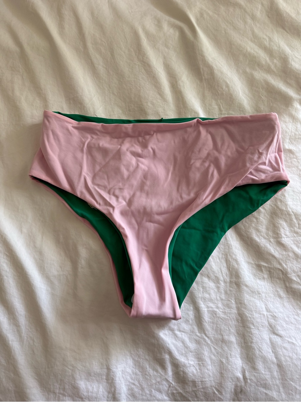 $130 NWT Agua Bendita Reversible Bikini Bottoms Pink / Green Alicia Java Solid